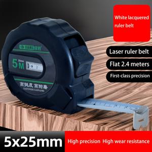 TEMU 신규 업그레이드 고정밀 스틸 줄자, 자동 감김 블랙 케이스 두꺼운 내마모성, 텍스처 그립, 조작 간편, 사무실 및 전문 측정에 적합 | 인체공학적 디자인 | 카본 스틸 벨트|줄자
