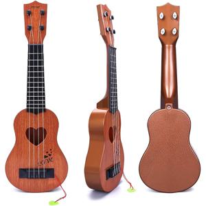 TEMU 미니 우쿨렐레, 44 Cm 17인치 초보자용 악기 (피크 포함), 4현 경량 휴대용 연습 기타, 클리어 사운드 (우드 컬러 플라스틱), 여행, 파티, 가족 엔터테인먼트 및 캠퍼스 공연에 적합