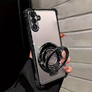 TEMU 폰 케이스: 2개 세트 (케이스 1개 + 브라켓 1개 포함) 갤럭시 A17/ A07/ S25 FE/ A56/ A36/ A26/ A16/ A55/ A35/ A15/ S24 FE - 고품질 도금 투명 TPU 케이스, 갤럭시 A17/ A07/ S25 FE/ A56/ A36/ A26/ A16/ A55/ A35/ A15 폰 케이스