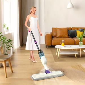 TEMU 건식/습식 겸용 물걸레 세트, 한 번에 끝내는 건식/습식 청소 솔루션, 모든 모서리 청소 가능, 재사용 가능한 물병 & 극세사 패드, 노동력 절약 및 시간 절약, 나무 바닥 및 타일 표면 관리, 쇼핑몰, 학교, 도장에 적합|물걸레청소기