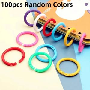 TEMU 100개 헤비듀티 더블 버튼 북 링 - 내구성 폴리에틸렌 바인더 링, 스냅 오픈 클로저, 5가지 생생한 색상 (빨강, 파랑, 초록, 노랑, 보라) 학용품, 사무용 바인더 정리, 소책자, 보고서 및 파티 용품