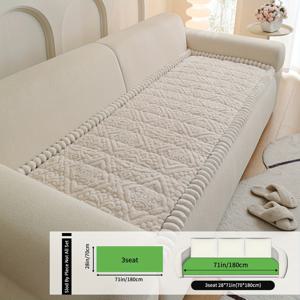 TEMU 1개 범용 솔리드 컬러 체크 두꺼운 소프트 슈 벨벳 미끄럼 방지 소파 쿠션, 가을 & 겨울용, 반려동물 친화적 & 세탁기 사용 가능, 2/3/4인용 및 모듈러 소파에 적합, 홈 데코레이션을 위한 완벽한 선물, 찐빵용도 가능|쇼파쿠션|3인용쇼파