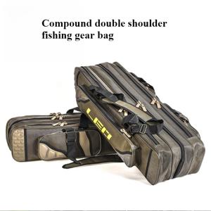 TEMU 헤비듀티 대형 90cm/35인치 낚시 장비 백팩 - 패딩 어깨끈, 로드 홀더 및 지퍼 메인 수납공간이 있는 헤비듀티 멀티컴파트먼트 태클백, 민물/바닷물 낚시, 플라이낚시, 장거리 캐스팅용 (브라운)