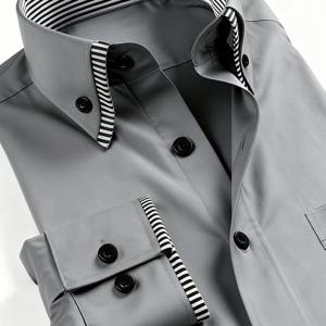 TEMU 남성용 정장 비즈니스 셔츠 - 클래식 대비 색상 드레스 셔츠, 슬림핏 맞춤형 앞면 버튼 디자인, 솔리드/칼라, 비침 없는 원단, 사무실 및 웨딩 이벤트용 - 세탁기 사용 가능, 새해를 위한 우아한 셔츠