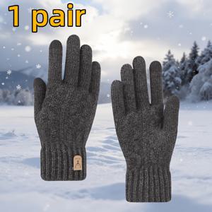 TEMU 가을, 겨울용 남녀공용 터치스크린 장갑, 남녀공용 따뜻한 터치 장갑, 기모 안감 및 두꺼운, 따뜻한 니트 장갑, 기모 원단으로 제작, | 부드럽고 편안하며 통기성 | 신축성 | 야외 방풍 및 내한성 | 스타일리시하고 |