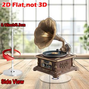 TEMU 2D 평면, 1개 빈티지 축음기 레플리카 - 비기능 장식용 턴테이블, 대형 베이스 & 골드톤/블랙 바늘, 아크릴 레코드 플레이어, 홈/오피스/책상 디스플레이용, 수집용 음악 장비 (레코드 미포함), 2D 평면