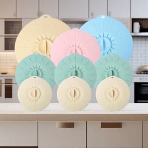 TEMU 9개 또는 5개 재사용 가능한 전자레인지 및 실리콘 뚜껑 - 내열성, 누출 방지 식기 커버, 그릇, 컵, 접시, 냄비, 팬에 적합 - 전자레인지, 오븐, 스토브, 냉장고, 식기세척기 사용 가능 (5가지 사이즈)