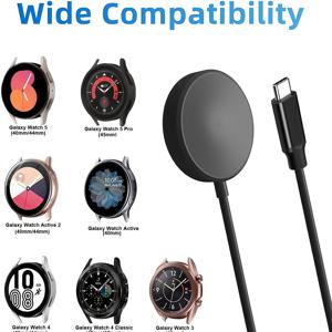 TEMU USB-C 삼성 3, 4, 5, 6 충전기, 삼성 6/6 클래식/5 프로/5/4/4 클래식/3/액티브 2/액티브 호환 마그네틱 충전 베이스 케이블, 3.3피트
