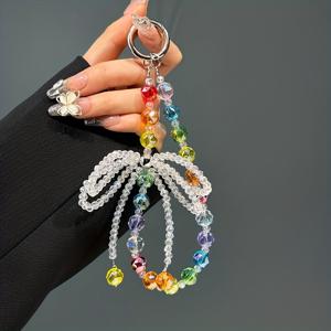 TEMU 화려한 구슬 리본 휴대폰 랜야드, 구슬 휴대폰 체인, 매우 예쁜 휴대폰 케이스 스트랩, 손목 스트랩, 분실 방지 키체인