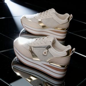 TEMU 여성용 두꺼운 밑창 레이스업 스포츠 신발 | 가볍고 튼튼한 미끄럼 방지, 패셔너블한 캐주얼 신발, 올 시즌, 단색, 폴리우레탄 갑피 및 안창, 패브릭 내부, PVC 밑창|운동화|여성운동화