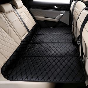 TEMU 지칸디 다기능 럭셔리 카 매트리스 | 뒷좌석 평탄화 확장 차박매트 접이식 보드 | SUV & 세단용 여행 캠핑 매트 - 접이식 휴대용, 차량 인테리어 업그레이드, 블랙 온 블랙 스티칭, 심플하고 튼튼한 디자인