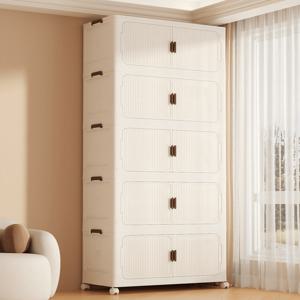 TEMU 프란다스 접이식 리빙 폴딩박스 오픈도어 수납장 대형 빅사이즈 폭넓이55cm/70cm 3단4단5단 신재료PP재질 박스깊이 대용량|폴딩박스