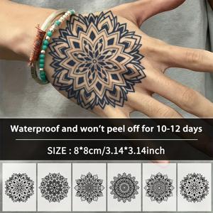 TEMU 6개입 방수 임시 문신 | 토템 디자인, 실물과 같은 색상, 데일리룩을 위한 패셔너블한 장식, 형제, 커플 또는 자신을 꾸미는 이상적인 선물|타투스티커