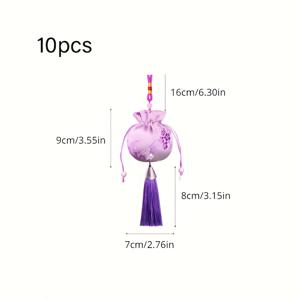 TEMU 10개 세트 새틴 & 브로케이드 향주머니, 빈 선물 가방, 중국풍 차량 걸이 장식, 저렴한 청소년 제품, 독특하고 신선한 미니 도구, 휴일 장식 및 사탕 선물 포장, 크리스마스 선물, 미니 용품, 휴일 선물