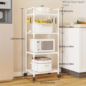 TEMU 바퀴 달린 3/4/6단 이동식 주방 아일랜드, 메탈 프레임 수납 랙 포함 - 주방, 세탁실, 침실을 위한 편리하고 공간 절약형 이동식 카트, 전자레인지 스탠드, 향신료 병 정리대, 책 보관|전자레인지