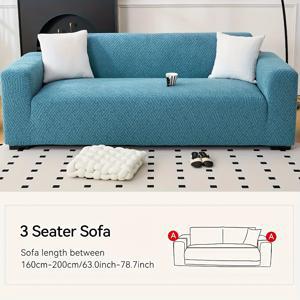 TEMU 1개 클래식 탄성 소파 커버 - 전체 커버 스트레처블 소파 보호대, 조절 가능한 끈, 기하학 자카드 패턴, 세탁기 사용 가능, 스크래치 방지, 1/2/3인용, 싱글, 더블, 트리플 섹셔널 소파용, 거실, 침실, 사무실, 부드러운 질감,내구성 있는 소재,가구 보호 커버