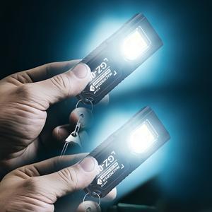 TEMU 2개 미니 LED 키체인 손전등 | 다기능 USB 충전식 휴대용 손전등, 펜 클립 디자인, 캠핑, 하이킹, 낚시, 비상, 선물용 야외 모자 클립 램프, 하단 자석 수리 작업 토치 | 리튬 배터리