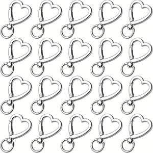 TEMU 20개 키체인 창의적인 디자인 하트 모양 회전식 메탈 스프링 클립 로브스터 걸쇠 분리형 키체인 대량 키체인 끈 지갑 제작