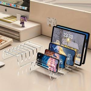 TEMU 6/8칸 아크릴 휴대폰 정리함, 다중 칸막이 투명 아크릴 태블릿 스탠드, 다중 장치용 데스크탑 충전 스탠드, 휴대폰 보관함