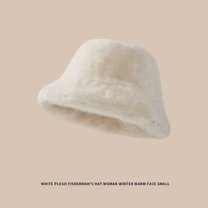 TEMU 여성용 단색 플러시 버킷햇, 겨울철 따뜻함, 얼굴을 더 작게 보이게 함, 부드럽고 푹신함, 더 큰 머리 사이즈에 다용도로 적합|모자|벙거지모자