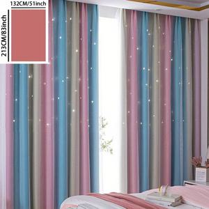 TEMU 1개 회색 그라데이션 별 패턴 패브릭 쉬어 커튼 (아일렛 포함)