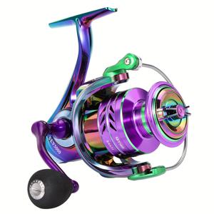 TEMU 스테인레스 스틸 스핀닝릴, 5.0:1/4.9:1 기어 비율 낚시릴, 나사로 고정된 핸들이 달린 가벼운 부드러운 민물 바다물 낚시릴