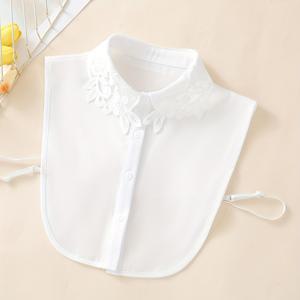 TEMU 여성용 스타일리시 플로럴 자수 쉬폰 인조 칼라, 스웨트셔츠, 스웨터와 함께 입히기에 적합하며 셔츠에 탈부착 가능한 장식 칼라로 사용 가능