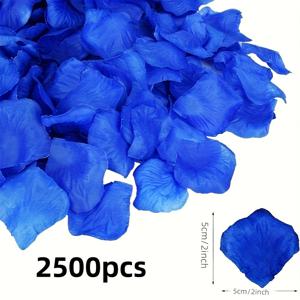 TEMU 2500개의 낭만적이고 현실적인 파란 장미잎, 낭만적인 밤을 위한 인공 실크 잎, 파트너를 더 놀라게 할 수 있으며, 결혼식, 프로포즈, 기념일, 신혼 여행, 생일 파티, 낭만적인 장식에 적합합니다 (파란색)