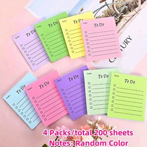 TEMU 4-팩 다양한 색상 줄무늬 스티커 노트 - 작업 구성을 위한 종이 재질, 창의적인 할 일 목록 디자인, 학교 및 사무실 사용을 위한 탈착식 접착제