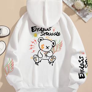 TEMU 그래픽 프린트 후드티, 겨울 & 가을용 캐주얼 후드 스웨트셔츠, 여성 의류