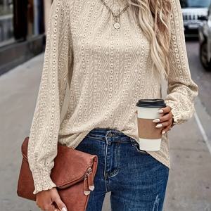 TEMU 우아한 방향성 + 봄/여름 컬렉션, 여성용 긴팔 셔츠 (통풍구 칼라, 집게 소매)