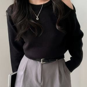 TEMU 여름, 가을, 겨울에 완벽한 여성용 기모 기저-layer로 입기 좋은 라운드넥 오프숄더 디자인의 다재다능한 긴팔 스웨터