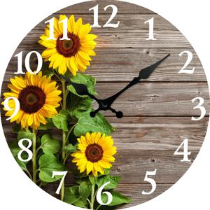 TEMU 러스틱 테마의 무소음 벽시계 - 화려한 꽃 디자인의 장식용 원형 나무 시계, 조용한 작동으로 홈 데코 및 선물용, AA 배터리 필요(포함되지 않음), 거실 벽시계