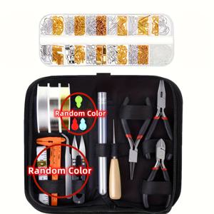 TEMU 1세트 3색 주얼리 만들기 스타터 키트 귀걸이 목걸이 부품 DIY 비즈 플라이어 도구 세트, 성인 및 초보자용 주얼리 액세서리