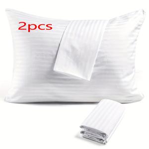 TEMU 2개, 지퍼형 베개 커버 조용하고 통기성 좋은 침대 베개커버 흰색 베개커버 가정용 & 호텔용, 부드럽고 시원한 지퍼형 베개 커버 헤어 & 피부 보호용|베개커버