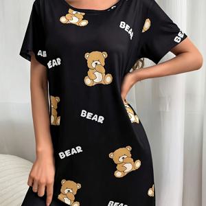 TEMU 캐주얼 여성 레터 베어 잠옷