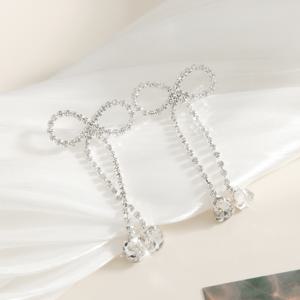 TEMU 나비 리본이 있는 우아한 은색 프린트 귀걸이, 합성 큐빅 자이르콘, 하이퍼알러지성 925 스테인리스 실버 귀개, 여성용 빛나는 보석, 일상 착용 및 파티에 완벽한 데이 선물