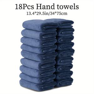 TEMU 300GSM 극세사로 제작된 13.4 x 29.5인치 (34 x 75cm) 솔리드 컬러 핸드 타월 18개 세트입니다. 이 타월은 흡수성이 좋고, 빠르게 건조되며, 부드러워 다양한 색상으로 제공되며, 욕실, 피트니스, 샤워에 적합합니다.|수건|샤워타올