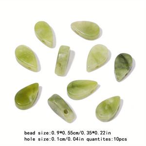 TEMU 10개 9x5.5mm 올리브 그린 물방울 모양 스톤 비즈, DIY 주얼리 만들기용 팔찌 목걸이 액세서리