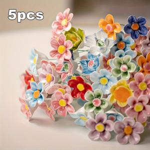 TEMU 수제 세라믹 꽃 세트 5개 - 영원한 보존 꽃, 고온 소성 DIY 키트, 홈 데코, 결혼//크리스마스/어버이날 선물, 관리 불필요한 리얼리스틱 식물 장식 (세라믹)