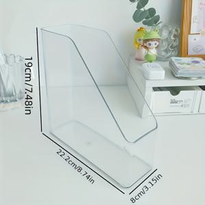 TEMU 1/2/4pcs 투명 아크릴 책 스탠드 - 방수, 노트북, A4 종이, 편지, 파일 및 잡지용 직사각형 저장 정리함 - 가정 및 사무실 정리, 사무실 정리 | 현대 책장 | 내구성 있는 플라스틱, 책 저장 정리함