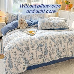 TEMU 3개 세트 1*이불 커버+2*베개커버, 코어 없음, 손으로 그린 식물 패턴 이불 커버 세트, 세이지 프린트, 가벼우면서 부드럽고 편안하며 피부 친화적, 사계절용 침구 세트, 여행, 집, 호텔, 침실, 게스트룸에 적합, 세탁기 사용 가능