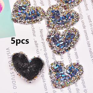 TEMU 5개입 핫멜트 글루 하트 모양 라인스톤 패브릭 패치, 의류, 모자, 헤어 장식 및 장식용 하트 라인스톤