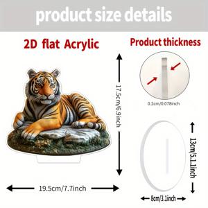TEMU 2D 플랫 컬러풀 프린트 스타일 아크릴 호랑이 장식 - 가정, 사무실 및 카페를 위한 다기능 데스크탑 장식 | 모든 행사를 위한 완벽한 선물