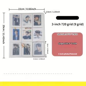 TEMU 720 포켓 Kpop 아이돌 카드 나인 팰리스 그리드 수납북, 초대형 용량으로 720장의 3인치 소형 카드를 수납 가능, 야구 카드, 스포츠 카드, 게임 카드, 명함도 수납 가능
