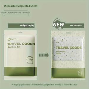 TEMU 1pc 새로운 휴대용 여행용 일회용 침대 시트, 간단한 두꺼운 재사용 가능한 호텔/여행/가족 여행용 침구, 비즈니스 여행용, 하이퍼알러지 제거 시트