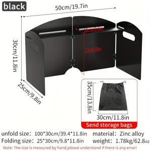 TEMU 캠핑 스토브용 접이식 윈드실드, 야외 장작 절약 방풍 커버 및 가스 스토브용 탑 랙