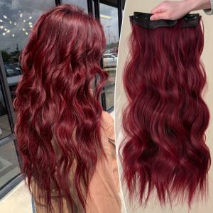 TEMU 4개, 22인치 컬러 클립인 헤어 익스텐션 4개 블랙 브라운 두꺼운 헤어피스 롱 웨이브 클립인 헤어 피스 풀 헤드 합성 헤어 익스텐션 여성용