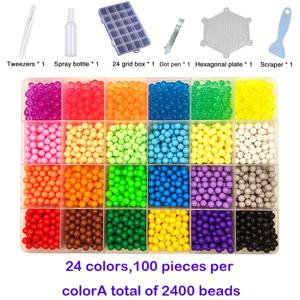 TEMU 24구획 2400매직비즈+도구 세트, 우정, 사랑, 추수감사절, 부활절 선물용 DIY 핸드메이드 공예 키트 - 패션 팔찌, 펜던트, 반지 등 멋진 작품 만들기