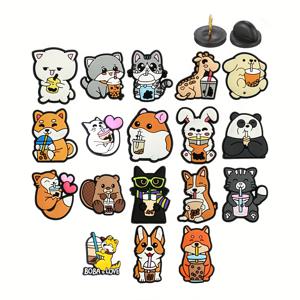 TEMU 18개/세트, 플라스틱, 고양이 토끼 개 사슴 다람쥐 판다 보바 시리즈 패턴 핀, 의류 액세서리 축제 선물 세트